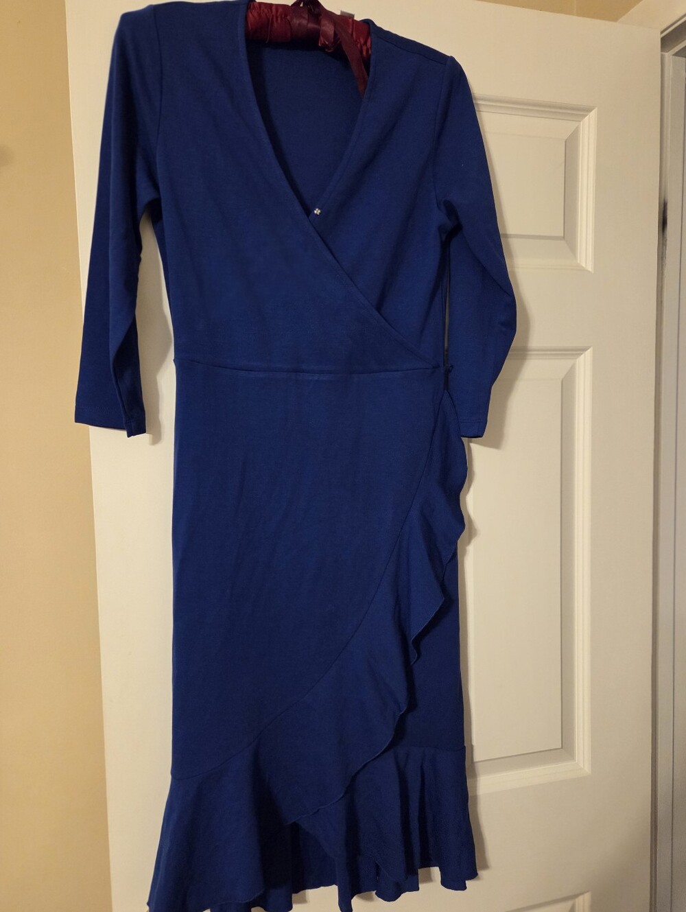 Issac Mizrahi Blue Wrap-Style Ruffle Hem Dress XXS NWOT